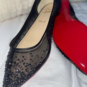 COPY - Christian Louboutin Red Bottom Mesh Black Flats
